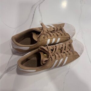 Adidas Beige and White Classic Sneakers